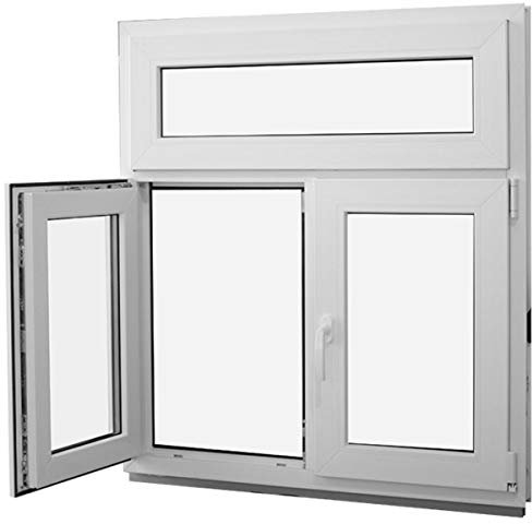 JeCo Stulpfenster Kunststofffenster Oberlicht mit Kippfunktion - 2-Fach-Verglasung 2 flügelig - BxH: 1200x1200mm DIN Rechts - Sondermaße möglich