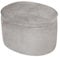 roba Kinderhocker Lil Sofa mit Stauraum - Ovaler Hocker in grauem Samtstoff - Polstermöbel Pouf für Kinderzimmer - Sitzhöhe 27 cm