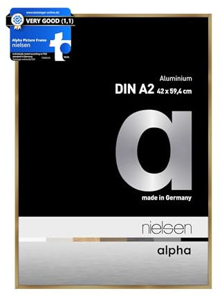 nielsen Alpha Brushed Amber Aluminium Picture Frame - A2, 42x59.4cm - with Float Glass and Easy Push-Turn Clips - For Photos and Art