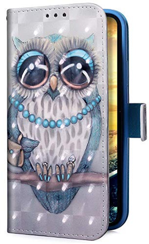 Uposao Kompatibel mit Samsung Galaxy S20 Handyhülle Glitzer Bling 3D Bunt Leder Hülle Flip Schutzhülle Handytasche Brieftasche Wallet Bookstyle Case Magnet Ständer Kartenfach,Eule