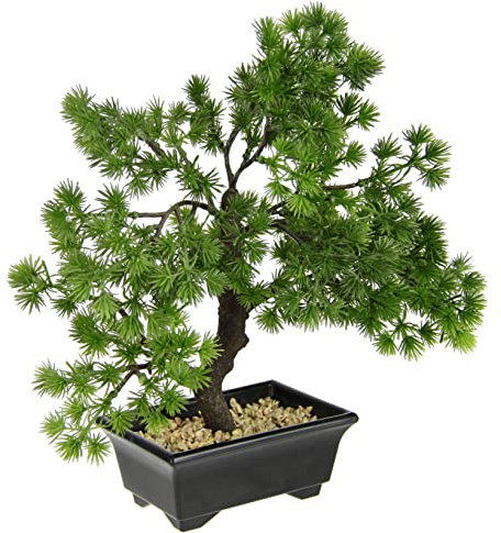 Künstlicher Bonsai Baum in Schale aus Kunststoff Japanische Deko Pflanze für Dekoration Wohnung Schlafzimmer Hochzeit Gefälschte Pflanzendekoration Zimmerpflanzen Kiefernpflanze Kiefer