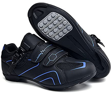 rutschfeste Fahrradschuhe, Atmungsaktive Carbon-Straßen- und Mountainbike-Schuhe, Assisted Sportschuhe mit Reflektierenden Streifen Pedal Bike Schuh,Blue-38