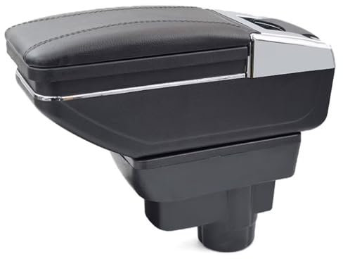 Armlehne Mittelkonsole Mittelarmlehne Auto Organizer Armlehnenbox Kompatibel mit Opel Corsa D S07 2006-2014 Getränkehalter Becherhalter Aschenbecher 3D Drehbar Leder Schwarz Autohobby