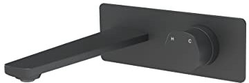 BERNSTEIN® Waschtischarmatur XELO zur Wandmontage Badarmatur in Schwarz matt Inkl. Unterputz-Grundkörper Wasserhahn Bad Inkl. Unterputz-Grundkörper, Badezimmerarmatur