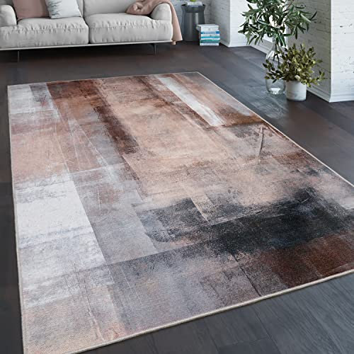 Paco Home Waschbarer Teppich Wohnzimmer Schlafzimmer Vintage Muster Flachgewebe Modern Abstrakt Farbverlauf, Grösse:160 cm Rund, Farbe:Bunt 3