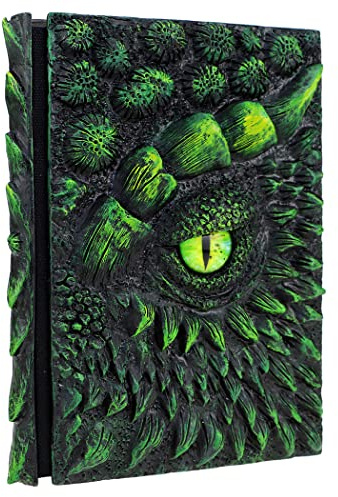 Mazeran 3D Dragon Hardcover Embossed Journal, Antique Handmade Forest Dragon Eye Polystone A5 Blank Craft Writing Sketch Notebook Daily Notepad, Home Ornament Artistic Fantasy Decoration