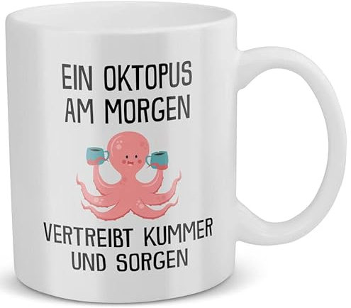 22Feels Oktopus Tasse mit Spruch Büro Geschenk für Frauen und Männer Kaffee Lustig Tier Motiv Deko Kollege Krake Tintenfisch Achtfüßler