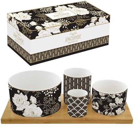 Set Aperitif 4 COUPELLES en Porcelaine sur Plateau Bambou