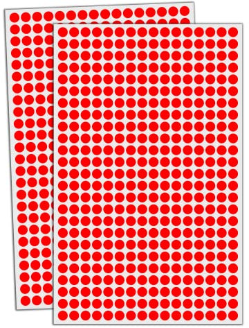 6000 Stück, 8mm Klebepunkte Runde Punktaufkleber Etiketten Markierungspunkte - Rot