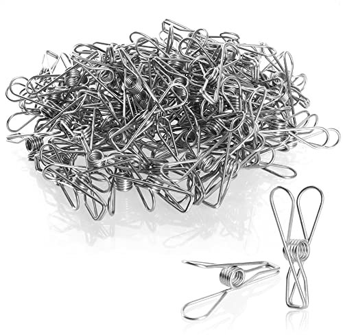 com-four® 100x Pinzas de Metal para la Ropa - Pinzas duraderas para Toallas de Acero Inoxidable - Pinzas para Toallas de Playa (Acero Inoxidable - 100 Piezas)