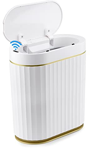 Dawitrly Small Touchless Trash Can, Smart Motion Sensor Wastebasket Garbage Bathroom Bins with Automatic Opening Lid for Living Room Dressing Table, Kitchen, Office Desktop, and RV (7L)