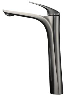 INEX EUROPA Robinet de lavabo Gris Metsl- Hauteur XL, 5 ans garantie EDM33188XL, laiton vierge, économie d'eau, haute pression réglable