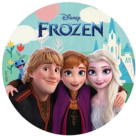 dekora - Essbare Kuchen Deko Geburtstag - Essbares Tortenbild für Kinder - Essbarer Tortenaufleger Die Eiskönigin Zuckerfrei | 20 cm Durchmesser