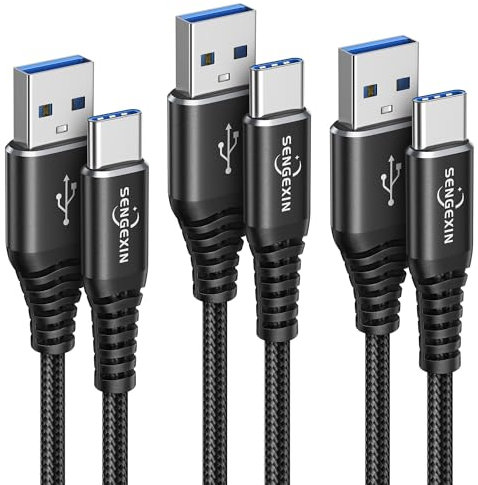 SENGEXIN USB C Charger Cable 2M 3Pack, Type C Fast Charging Nylon Braided for Samsung Galaxy S22 S21 Ultra S23 S20+ S10E S10, A20e A51 A71 A21s A12, LG G8 G7