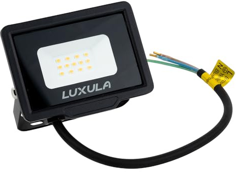 LUXULA LED Strahler Außen 10W 1000lm, 3000K Warmweiß, IP65, Schwarz | IP65 wasserdicht, Außenstrahler, Fluter, Scheinwerfer, LED Außenbeleuchtung für Garten, Einfahrt, Garage und Terrasse