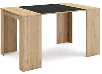 Skraut Home | Ausziehbarertisch | Multifunktionaler ausziehbarer | 140 | Für 6 Gäste | Esszimmertische | Moderner Stil | Eiche Schwarz