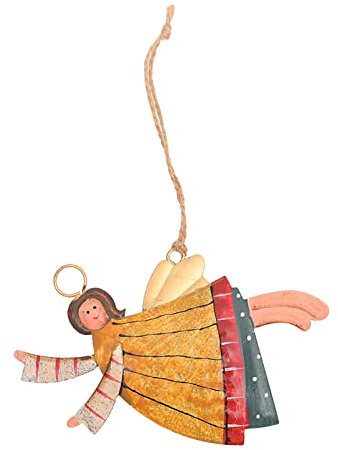 Weihnachtsengel Anhänger, Engel Anhänger Weihnachts Dekoration Blech Weihnachtsbaum Fensterschmuck Metall Engel Anhänger Weihnachts Dekoration Hängender Schmuck für Weihnachtsbaum (Yellow, One Size)