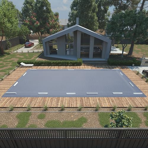 ColourTree Telo di copertura rettangolare per piscine, di alta qualità, 6,5 x 11,4 m, di sicurezza, resistente, impermeabile e resistente ai raggi UV (dimensioni della copertura: 73 x 120 cm,
