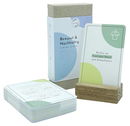 Schreiblichkeit® 52 Nachhaltigkeit-Karten | Impulse zu nachhaltig Leben & umweltbewusst Leben | Motivationskarten Nachhaltigkeit | Persönlichkeitsentwicklung | Plastikfrei