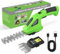 Cortasetos inalámbrico 2 en 1, cortador de césped eléctrico con batería recargable y 2 cuchillas intercambiables, podadora de setos de mano para bordes de césped, poda de hojas y corte de setos