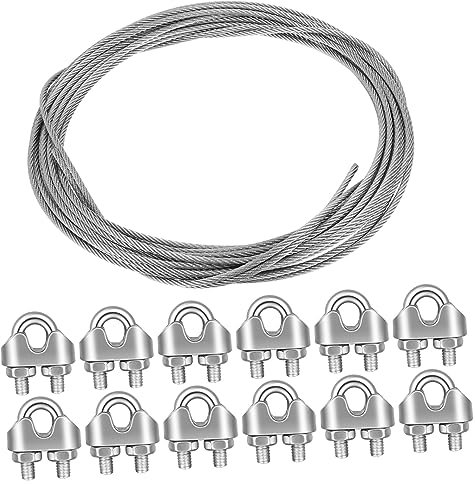 Healeved Robustes Gartendraht-set – Seilklemme U-bolzen-sattelbefestigung Kabelzugsystem Drahtseilklemmen Und Clips-set