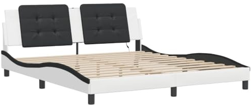 vidaXL Bettgestell mit LED ohne Matratze Zadar Weiß und Schwarz 180x200