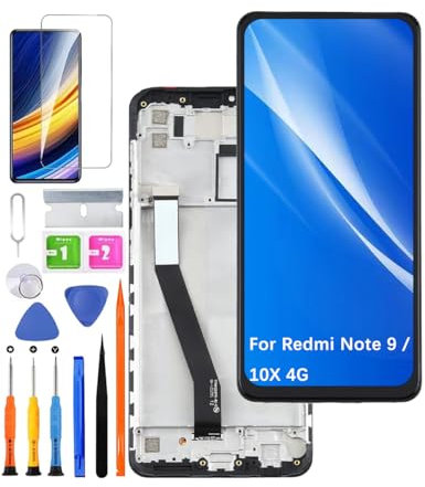 HLYGZX Pantalla original de repuesto para Xiaomi Redmi Note 9 LCD, para Redmi 10X 4G, kit de reparación de piezas de montaje (negro con marco)