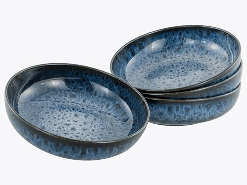 CreaTable, 21911, Serie Allround Magic Blue, 4-teiliges Geschirrset für 4 Personen, Poke Bowl aus Steinzeug, spülmaschinen- und mikrowellengeeignet, Made in Europe