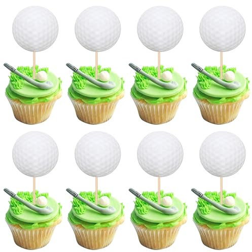 Rsstarxi 40 Pack Golf Cupcake Toppers Golf Birthday Party Cake Decorations Sports Ball Golf Cupcake Picks Decors for Baby Shower Birthday Golf Party Decorations