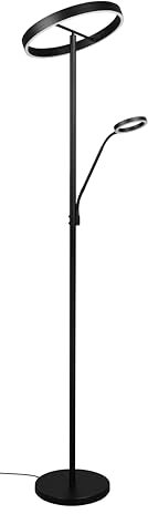 Trio Leuchten LED Stehleuchte Willis 449510232, Metall Schwarz matt, 39 + 5.5 Watt LED, Lichtfarbe einstellbar, dimmbar
