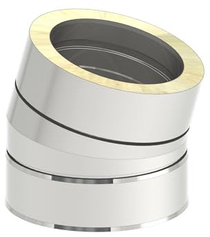 Winkel 15 Grad starr passend für doppelwandige Schornsteine mit Ø 150mm Innen- und Ø 200mm Außendurchmesser, Edelstahl