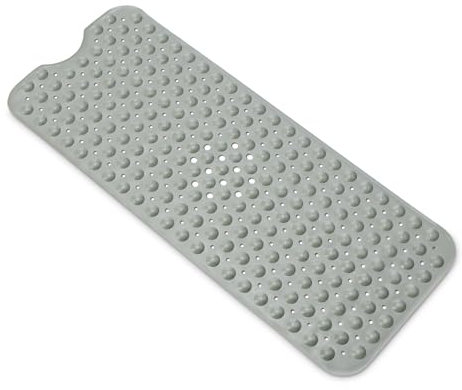 Amazon Basics Rutschfeste Badematte mit Saugnäpfen für Badewanne und Dusche, 40 Zoll x 16 Zoll, Grau