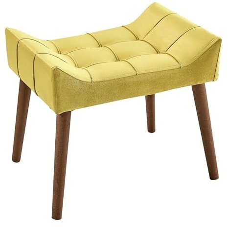 Atahome Dressing Table Stool Vanity Stool - Elegant and Comfortable Padded Makeup Dressing Table Chair for Bedroom Petunia (Yellow)