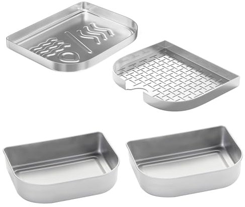 WEBROIL 6614 Vielseitigkeits-Erweiterungsset für Weber Lumin Compact Elektrogrill, Edelstahl Räucherbehälter Pfanne für Elektro-Räucherofen Outdoor Grill, Ersatzteile für Weber Dampfpfanne, 4