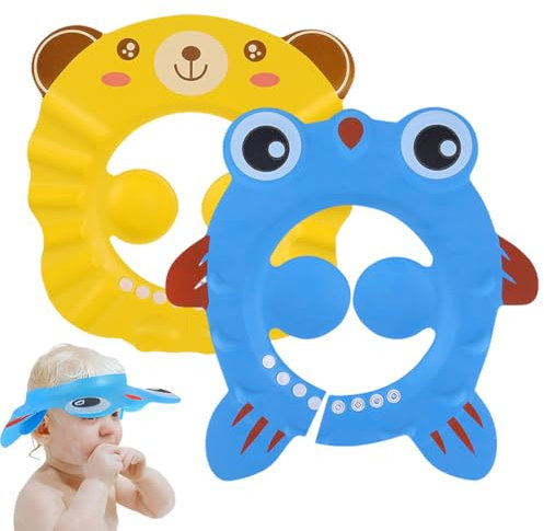 XUZOPIM Pack Of 2 Children'S Shower Caps, Duschhaube Kinder Hair Washing Child Protection, Shampoo Bath Protection, Soft Cap, Waterproof Cap, Hair Washing Cup, Adjustable Ear And Eye Protection