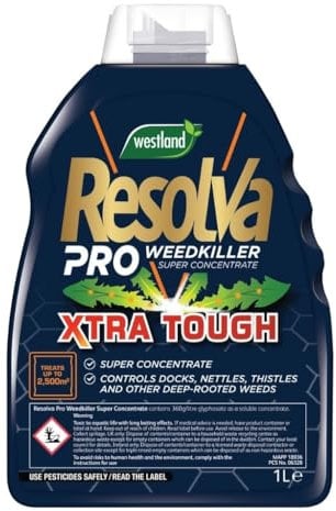 Resolva Xtra Tough Concentrated Weed Killer – Easy to Use Fast-Acting Formula for Effective Weed Control Targets Tough Weeds, Nettle, Thistle & Roots, Ideal for Gardens, Paths, Lawns & Patios –1 Litre
