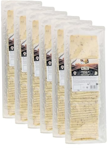 Food-United CHEDDAR-KÄSE mit schwarzem Pfeffer 38 Scheiben 6x 980g Großpackung von WYKE Farms cheddar cheese leicht scharf englischer Hartkäse ideal zu Burger Sandwiches Pizza Pasta