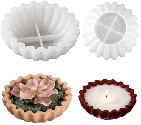 2 Pezzi Stampi in Silicone per Vaso,3D Stampo in Cemento per Vaso,Stampo per Vaso Fai Da Te Stampo in Resina Epossidica,Stampo per la produzione di vasi di Fiori,Cactus Succulenti,Ornamenti Decorativi