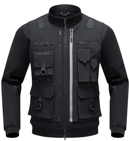 RIDEIRON Chaquetas Moto Hombre Verano Equipo Protección 3 en 1 Dos Piezas Desmontables Negro XL