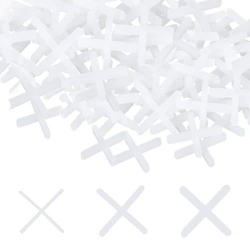 1500 PCS Tile Spacers, 2mm/3mm/5mm Cross Shaped Gasket Plastic Cross Spacer Slab Spacers Tiling Tools Ceramic for Tile Installation Tile Fixing Mat (White)