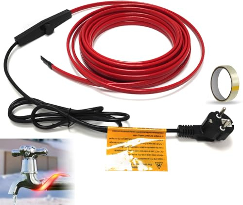 Frostschutz Heizkabel, Selbstregulierendes Heizkabel inkl. Thermostat und Schuko-Stecker, Rohrheizkabel für Rohrfrostschutz 25W/M 230V IP65, 18M