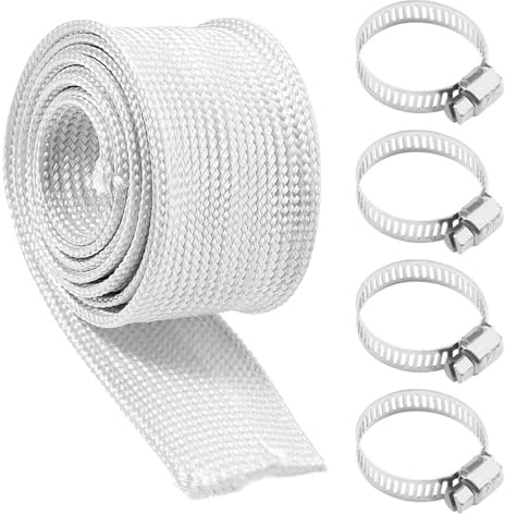 Uoimky Abgasschlauch 25mm , Abgasschlauch für Stromerzeuger Hitzeschutzschlauch Auspuff mit 4 Clips Fiberglass Sleeving Abgasrohr Standheizung Isolierung Schlauch, 200cm
