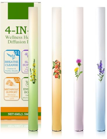 NHPY 4 Pcs Pen Difusor Hierbas Naturales, Inhalador De Aromaterapia De Hojas Mulleína Natural, Difusores Mullein Herbales Que Impulsa La Energía Bolígrafos