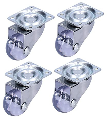 Lenkrolle, robuste Industrieräder, Edelstahl, transparente PU-Plattenrollen für Maschinen, Ausrüstung, 4 Stück, 42 ​​x 42 mm
