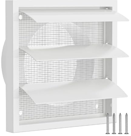 Xelmorant 100mm Grille Air Vent Cover, 142 mm × 142 mm Wall Vent for Kitchen, Bathroom, Exterior