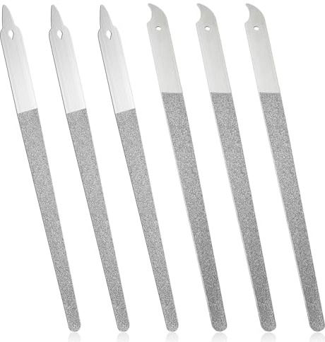 6 Pcs Double Sided Stainless Steel Metal Nail Files with Sharp Pointed Tip for Natural Nails, Professional Manicure Pedicure Tools for Women Men Salon Home