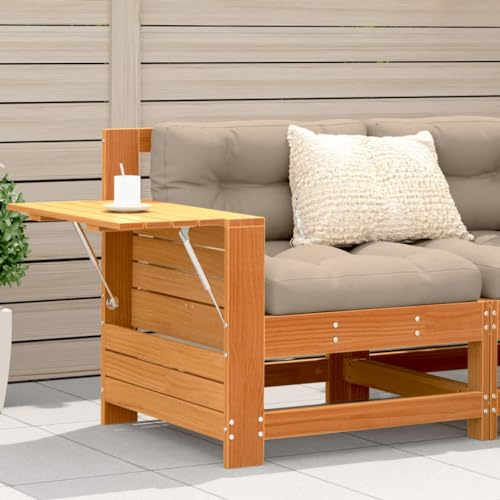 Bucmath Gartensofa mit Armlehne, Beistelltisch, Massivholz Kiefer, 69x62x70,5cm, Robustes Outdoor Möbel Set für Terrasse, Balkon, Garten