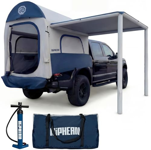 Niphean aufblasbares Auto Zelt für Pickup mit 168–244 cm Ladefläche, Heckzelt,Heckklappenzelt, 2+1 Personen, 2-Minuten-Schnellaufbau, wasserdicht (3000mm) & windstabil, geräumiges Design