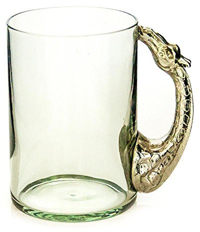 Commercio equo e solidale grande boccale di birra con manico in peltro giraffa