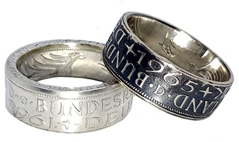 Coinring, Münzring, Ring aus Münze (1971 Heiermann - Silberadler - 5 Mark), 625er Silber - Double Sided coin ring - verschiedene Größen, Ihr handgeschmiedetes Unikat